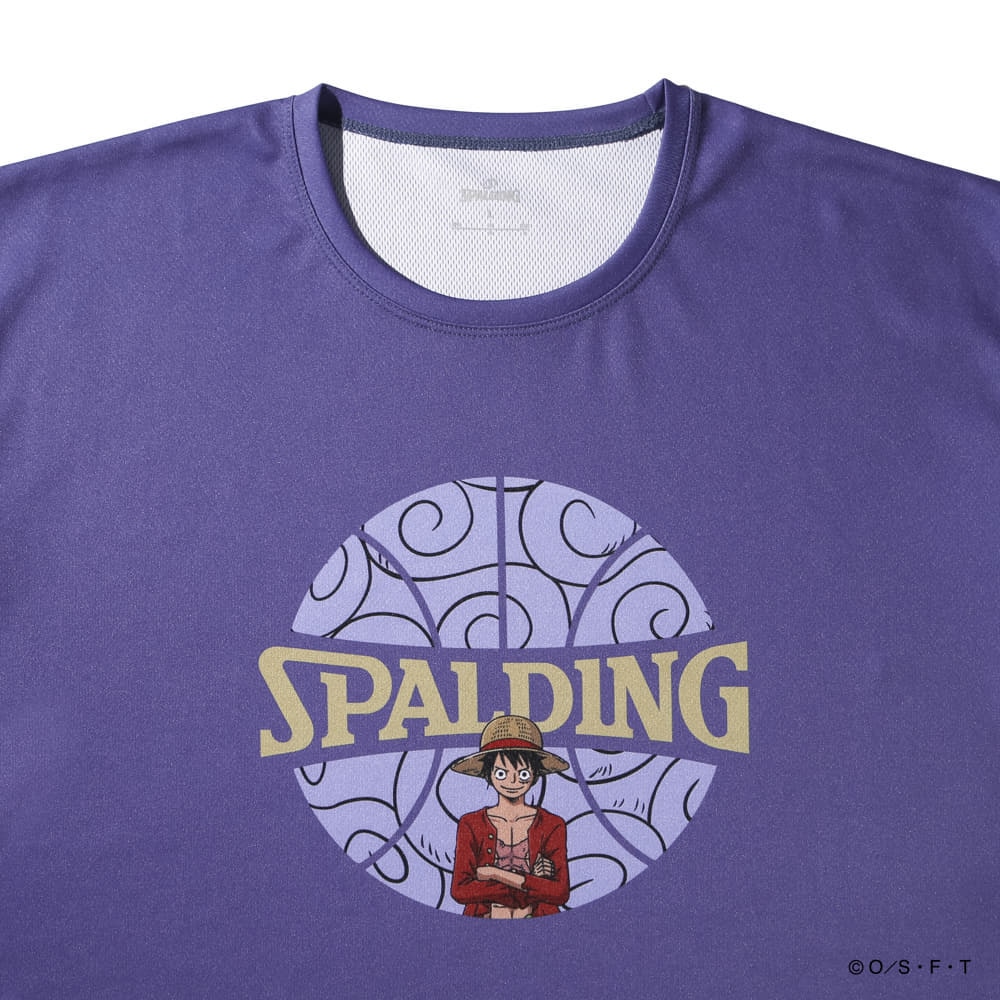 スポルディング（SPALDING）（メンズ、レディース）バスケットボールウェア Tシャツ ONE PIECEゴムゴムの実 ボールプリント SMT25101PPL