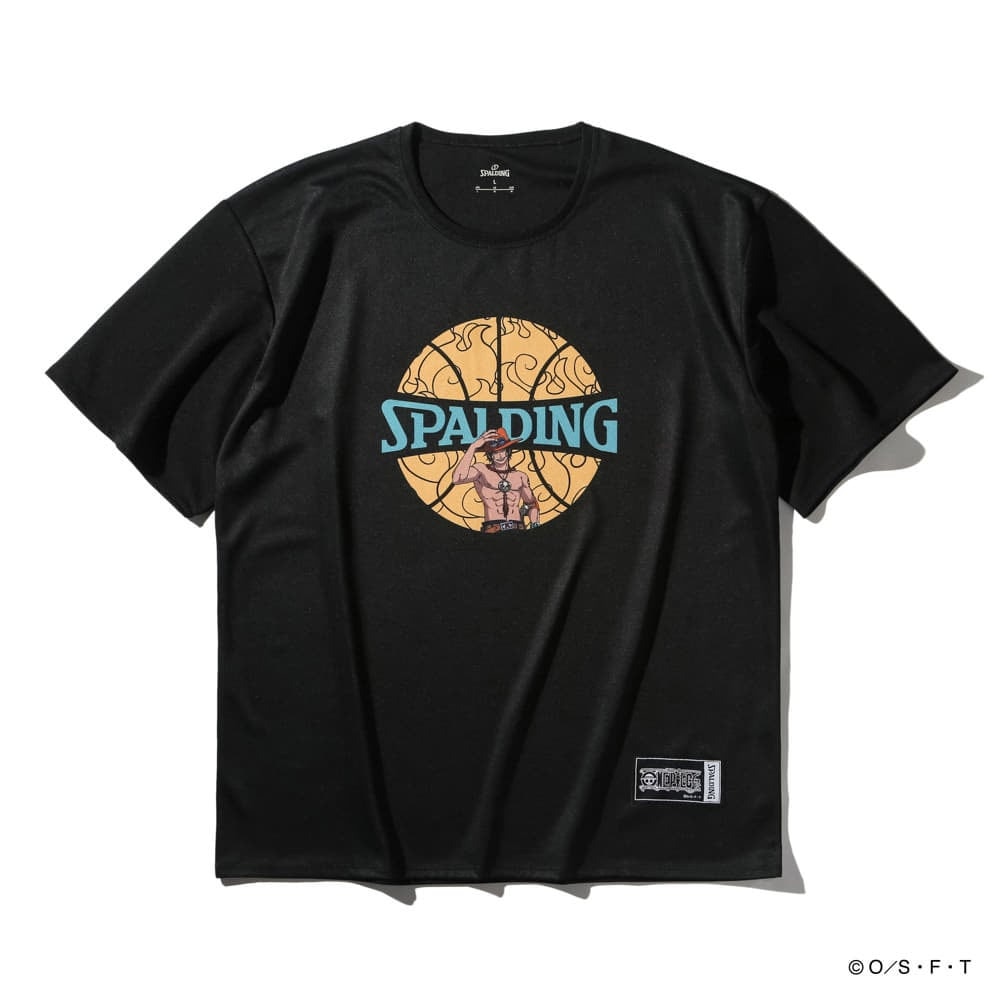 スポルディング（SPALDING）（メンズ、レディース）バスケットボールウェア Tシャツ ONE PIECEメラメラの実 ボールプリント SMT25102PBK