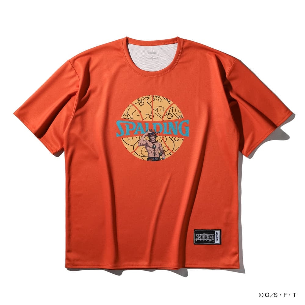 スポルディング（SPALDING）（メンズ、レディース）バスケットボールウェア Tシャツ ONE PIECEメラメラの実 ボールプリント SMT25102POR