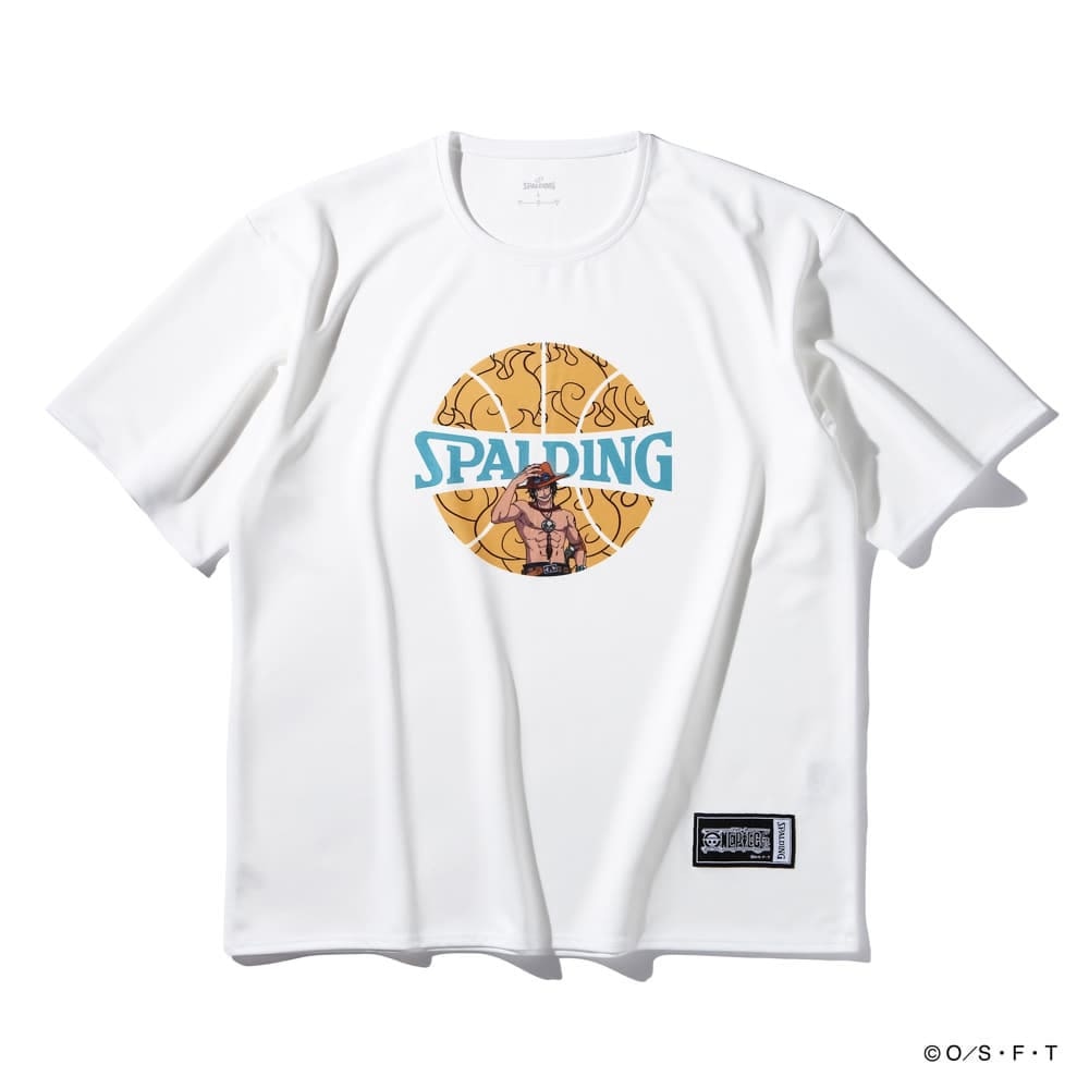 スポルディング（SPALDING）（メンズ、レディース）バスケットボールウェア Tシャツ ONE PIECEメラメラの実 ボールプリント SMT25102PWH