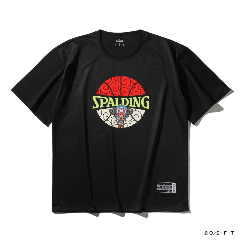 スポルディング（SPALDING）（メンズ、レディース）バスケットボールウェア Tシャツ ONE PIECEヒトヒトの実 ボールプリント SMT25103PBK