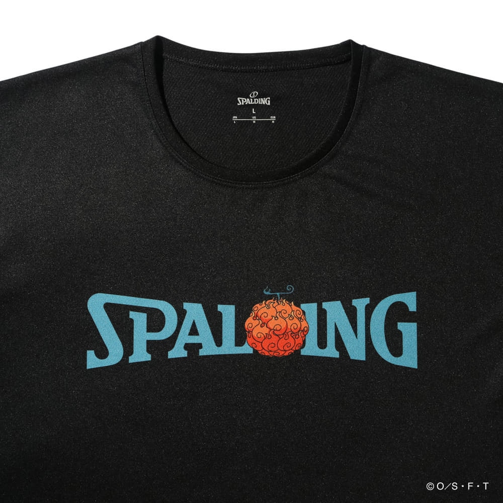 スポルディング（SPALDING）（メンズ、レディース）バスケットボールウェア Tシャツ ONE PIECEメラメラの実 ロゴ SMT25105PBK