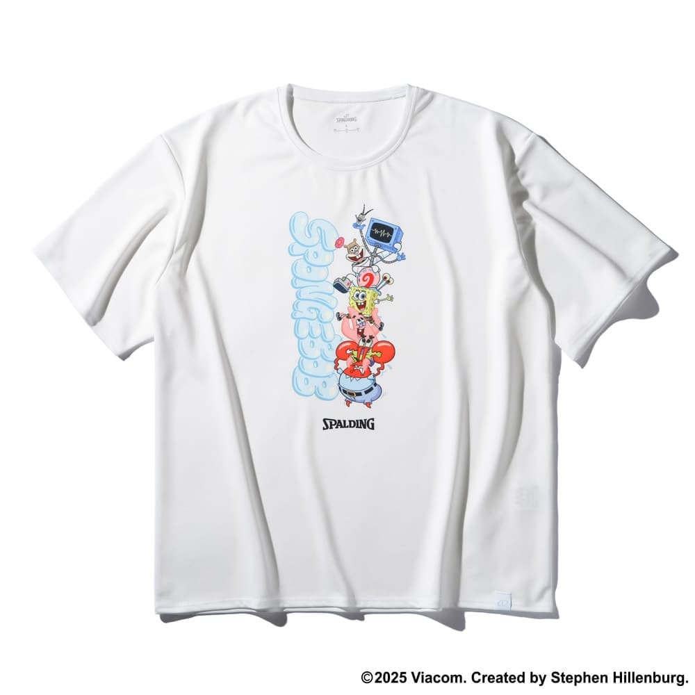 スポルディング（SPALDING）（メンズ、レディース）バスケットボールウェア Tシャツ スポンジ・ボブ キャラクターズ SMT25147SWH