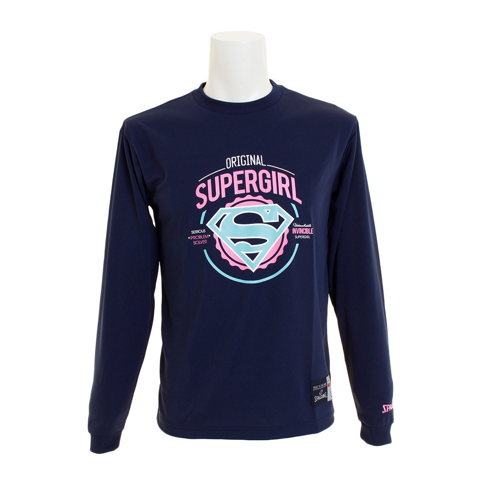 【多少の傷汚れありの為大奉仕】Tシャツ レディース 長袖 SUPERGIRL SMT181350 NV 【バスケットボール ウェア】