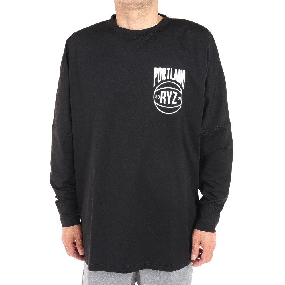 ライズ（RYZ）（メンズ）バスケットボールウェア ロンT B.T.PDX 長袖Tシャツ 751R1CD6610 BLK 速乾