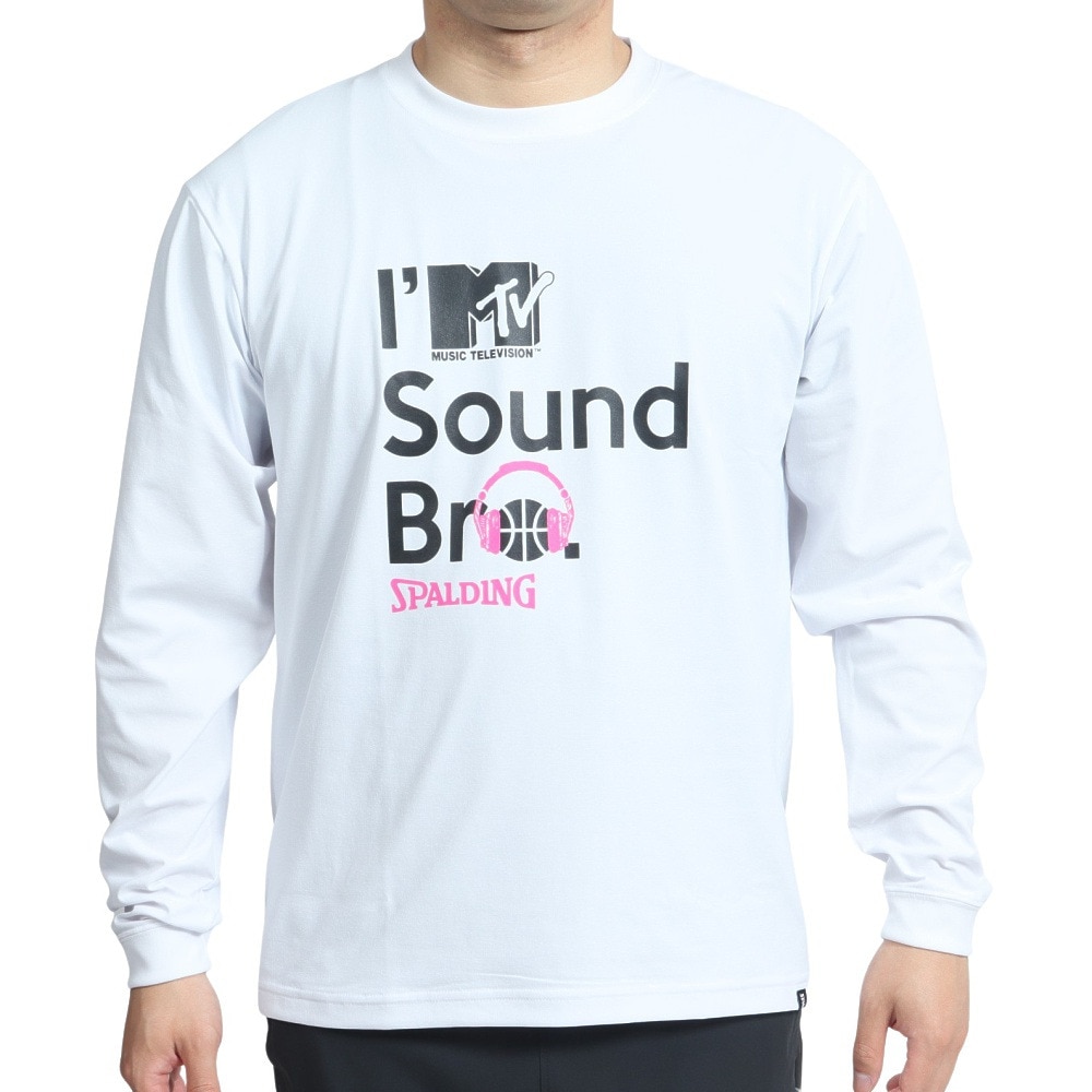 スポルディング（SPALDING）（メンズ）バスケットボールウェア UVカット ロンT 長袖Tシャツ MTV ヘッドフォン スムースドライ SMT22151MWH