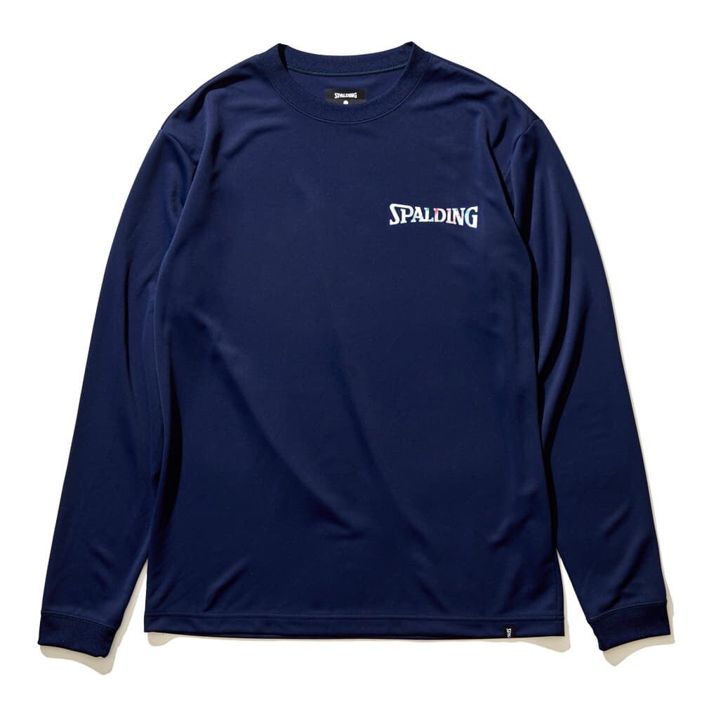 スポルディング（SPALDING）（メンズ、レディース）バスケットボールウェア ロングスリーブ Tシャツ ホログラムワードマーク SMT22129NV