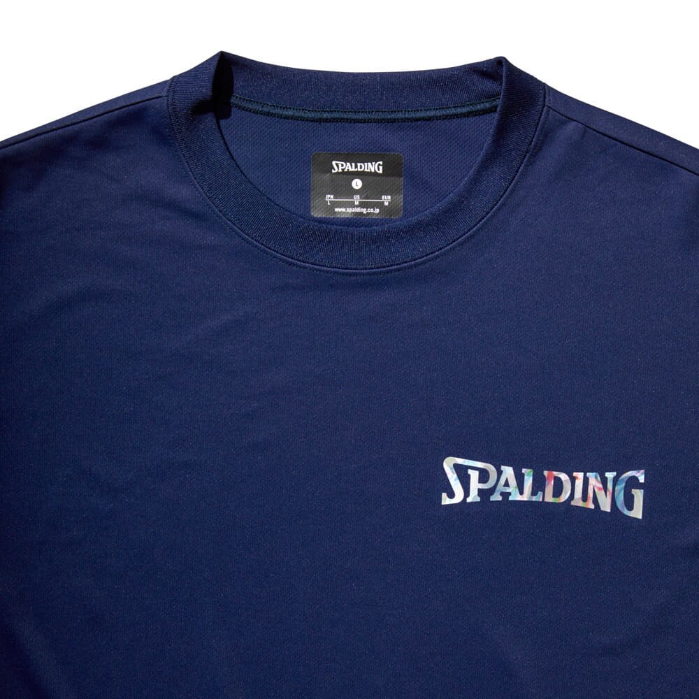 スポルディング（SPALDING）（メンズ、レディース）バスケットボールウェア ロングスリーブ Tシャツ ホログラムワードマーク SMT22129NV