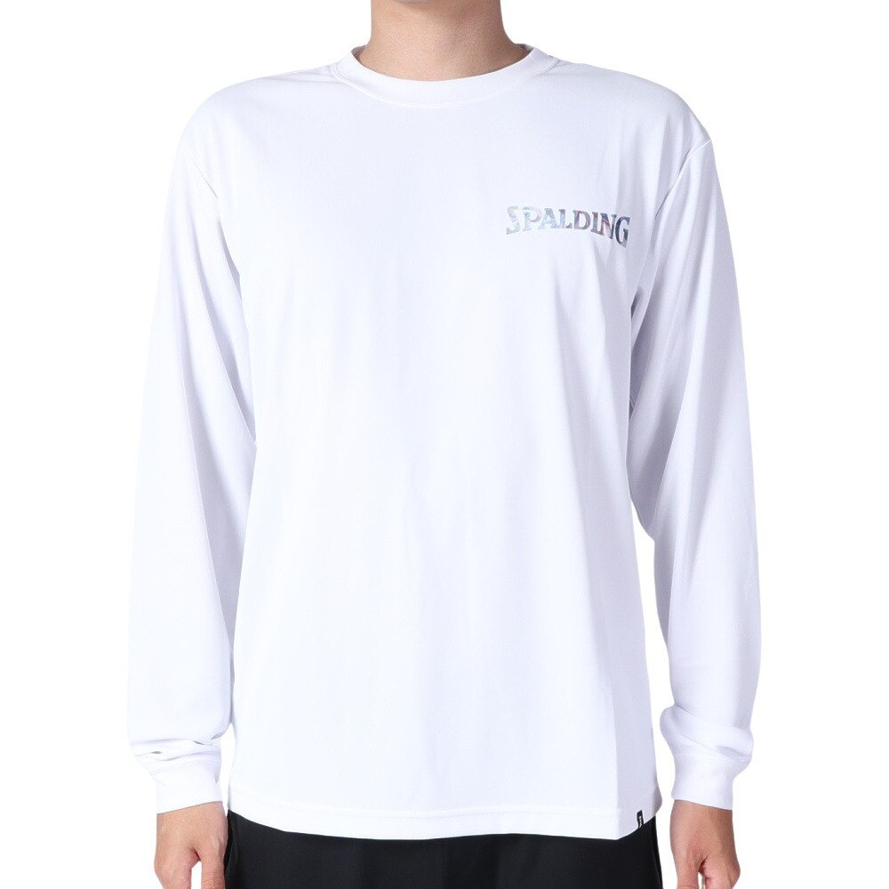 スポルディング（SPALDING）（メンズ、レディース）バスケットボールウェア 長袖Tシャツ ホログラムワードマーク SMT22129WH