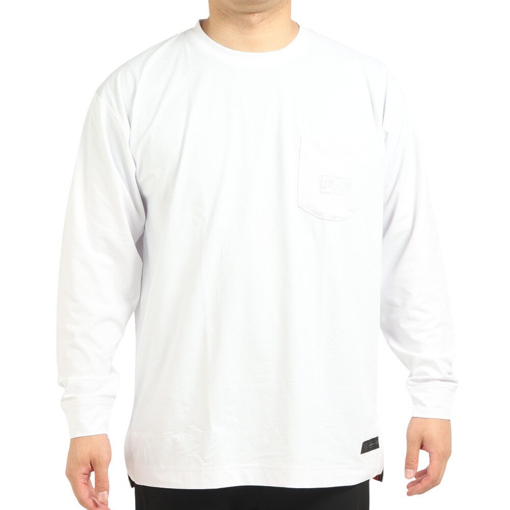 ライズ（RYZ）（メンズ）バスケットボールウェア ポケット付き長袖Tシャツ RZ30CD22FW5053 WHT