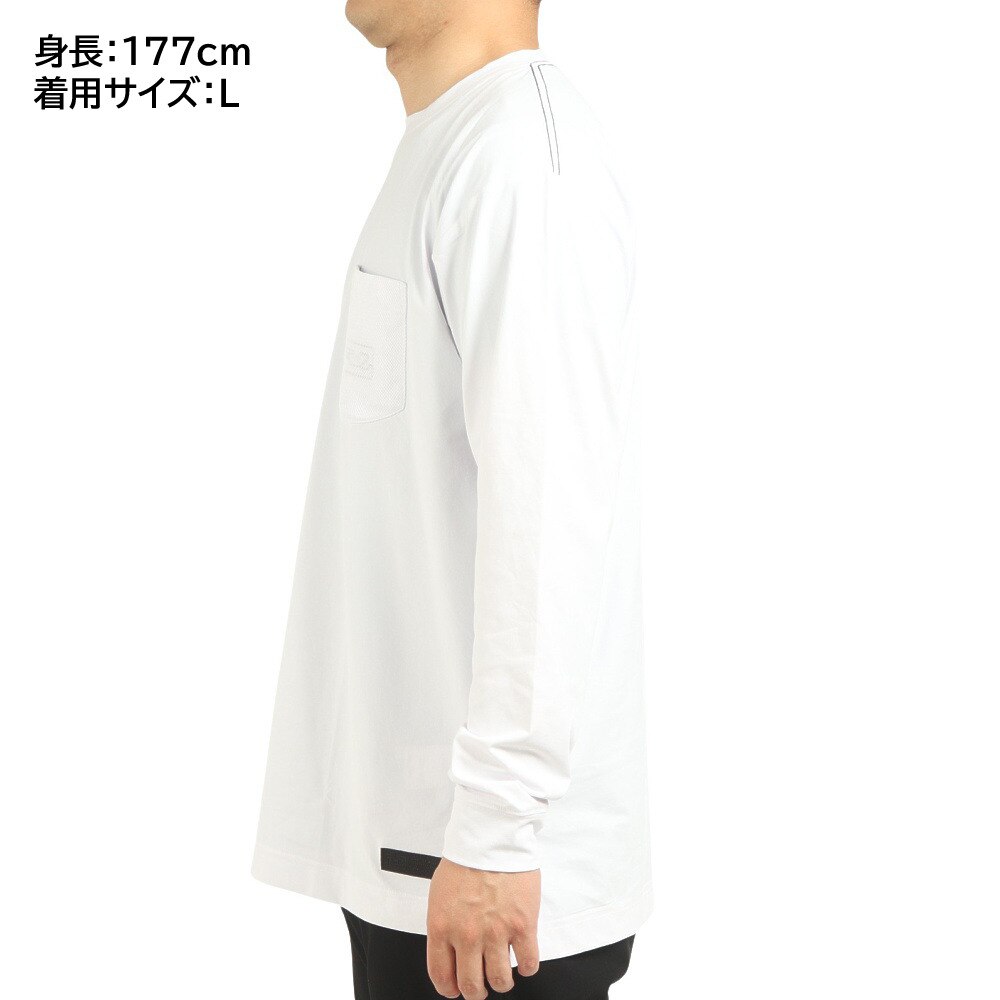 ライズ（RYZ）（メンズ）バスケットボールウェア ポケット付き長袖Tシャツ RZ30CD22FW5053 WHT