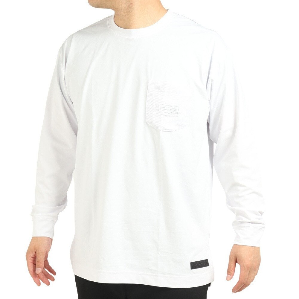 ライズ（RYZ）（メンズ）バスケットボールウェア ポケット付き長袖Tシャツ RZ30CD22FW5053 WHT