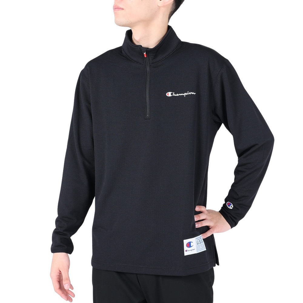 チャンピオン（CHAMPION）（メンズ）バスケットボールウェア ハーフジップロングスリーブシャツ C3-YB456 090