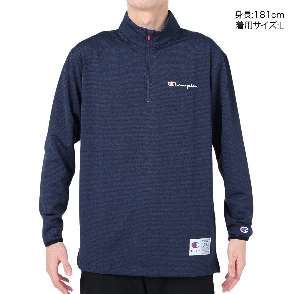 チャンピオン（CHAMPION）（メンズ）バスケットボールウェア ハーフジップロングスリーブシャツ C3-YB456 370