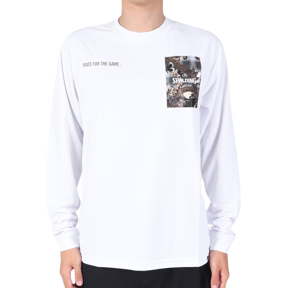 スポルディング（SPALDING）（メンズ）バスケットボールウェア ロングスリーブTシャツ バタフライ プレイド SMT23107 速乾 UVカット