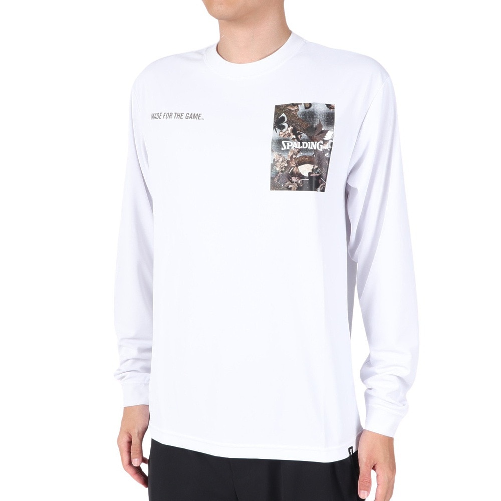 スポルディング（SPALDING）（メンズ）バスケットボールウェア ロングスリーブTシャツ バタフライ プレイド SMT23107 速乾 UVカット