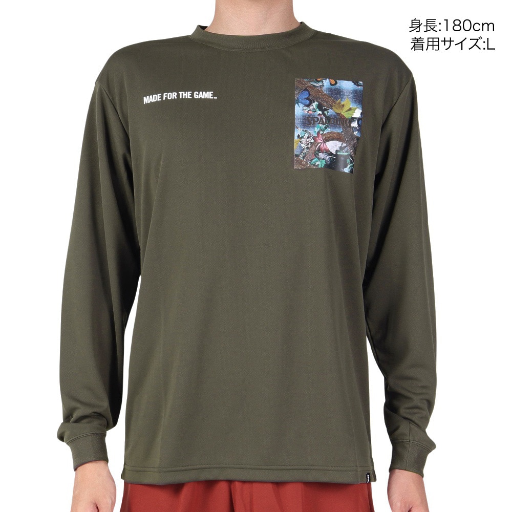 スポルディング（SPALDING）（メンズ、レディース）バスケットボールウェア ロングスリーブTシャツ バタフライ プレイド SMT23107OK 速乾 UVカット