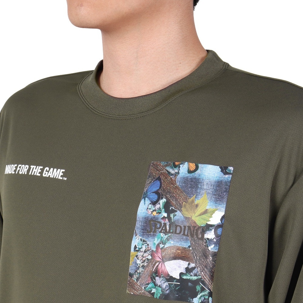 スポルディング（SPALDING）（メンズ、レディース）バスケットボールウェア ロングスリーブTシャツ バタフライ プレイド SMT23107OK 速乾 UVカット