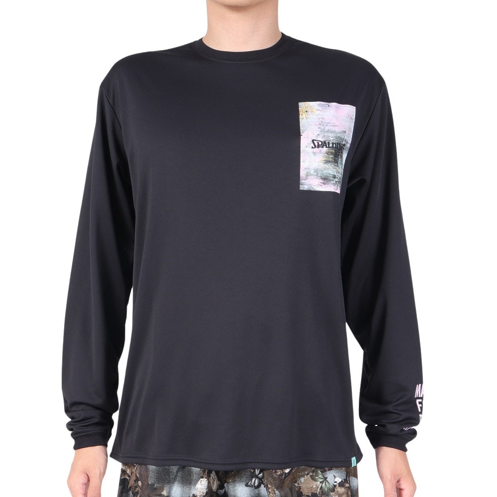 スポルディング（SPALDING）（メンズ）バスケットボールウェア ロングスリーブTシャツ ウォールペイント SMT23115BK 速乾 UVカット