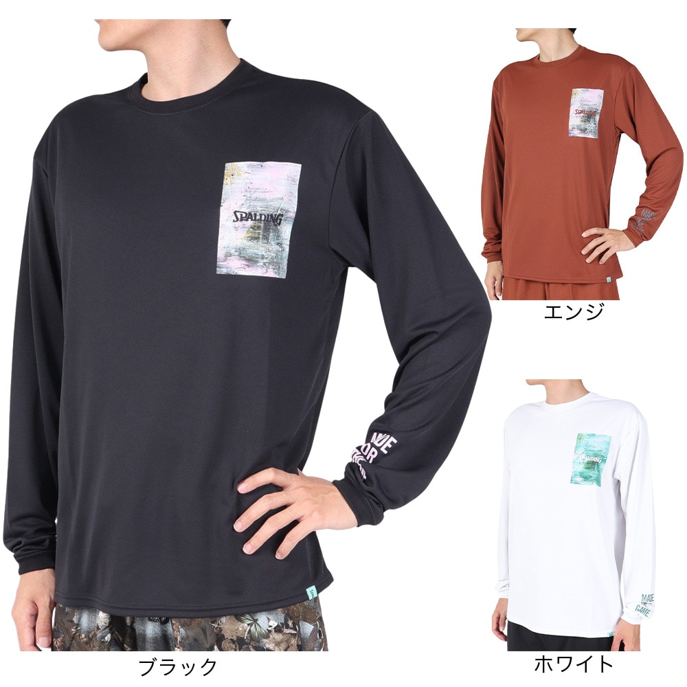 スポルディング（SPALDING）（メンズ）バスケットボールウェア ロングスリーブTシャツ ウォールペイント SMT23115BK 速乾 UVカット
