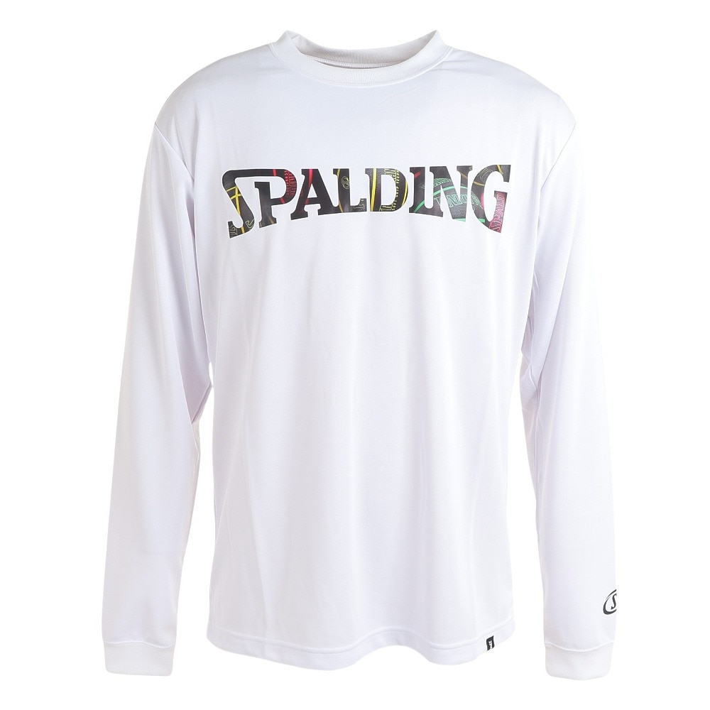 スポルディング（SPALDING）（メンズ）バスケットボールウェア 長袖Tシャツ ボールプリント SMT23212 速乾 UVカット