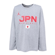 (キッズ)バスケ 日本代表 Tシャツ ジュニア 長袖 JPN 2023 W杯 グレー YGB7NBA2-GREY