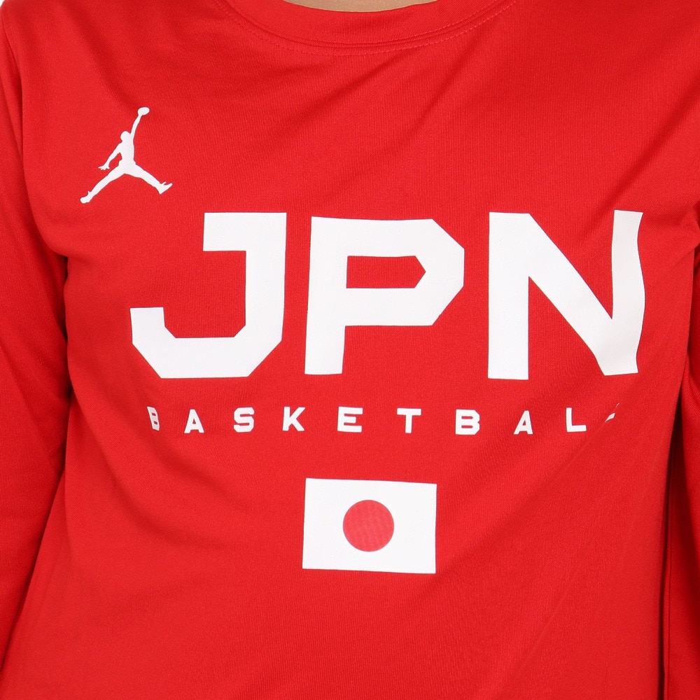 ジョーダン（JORDAN）（キッズ）バスケ 日本代表 Tシャツ ジュニア 長袖 JPN 2023 W杯 レッド YGB7NBA2-RED