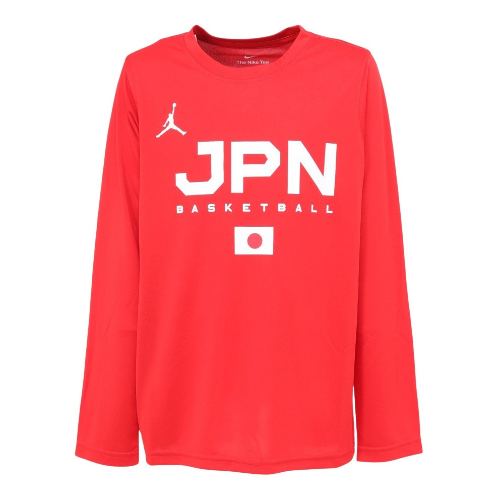 ジョーダン（JORDAN）（キッズ）バスケ 日本代表 Tシャツ ジュニア 長袖 JPN 2023 W杯 レッド YGB7NBA2-RED