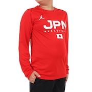 ジョーダン（JORDAN）（キッズ）バスケ 日本代表 Tシャツ ジュニア 長袖 JPN 2023 W杯 レッド YGB7NBA2-RED