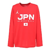 (キッズ)バスケ 日本代表 Tシャツ ジュニア 長袖 JPN 2023 W杯 レッド YGB7NBA2-RED
