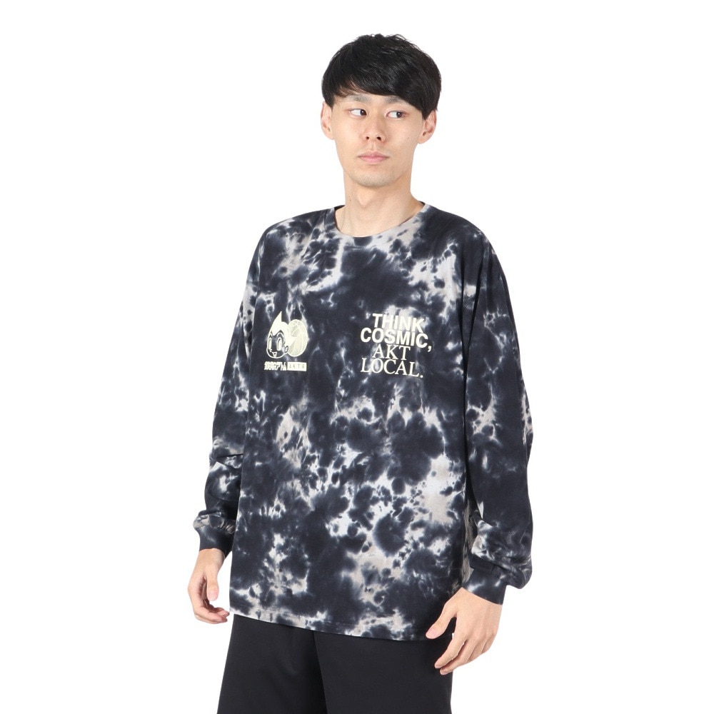 アクター（AKTR）（メンズ）バスケットボールウェア ATOM×AKTR COTTON 長袖Tシャツ 124-054005 BK