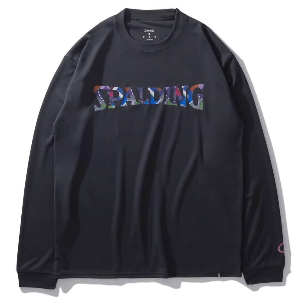 スポルディング（SPALDING）（メンズ、レディース）バスケットボールウェア 長袖 Tシャツ ジオメトリック ロゴ SMT24107BK