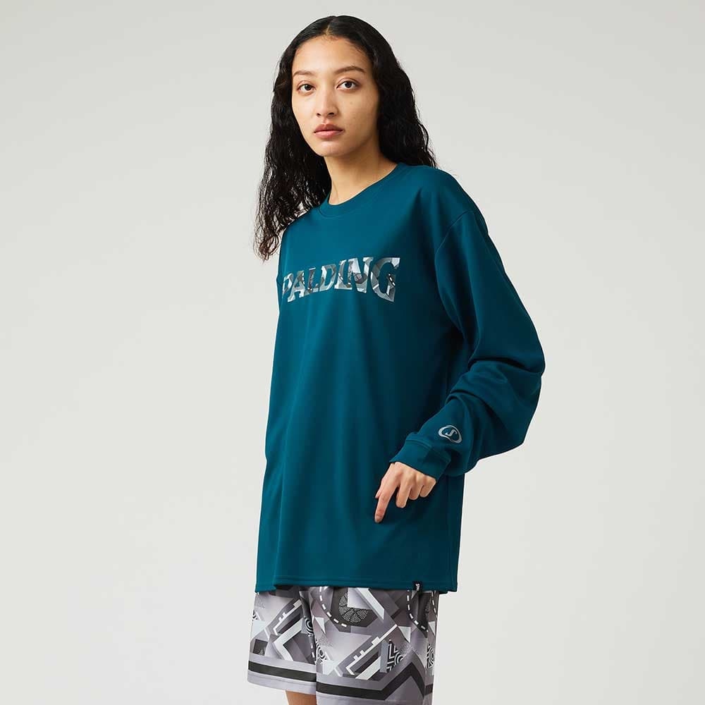 スポルディング（SPALDING）（メンズ、レディース）バスケットボールウェア 長袖 Tシャツ ジオメトリック ロゴ SMT24107SP