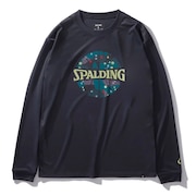 (メンズ、レディース)バスケットボールウェア 長袖 Tシャツ ポルカドット カモ ボールプリント SMT24110BK