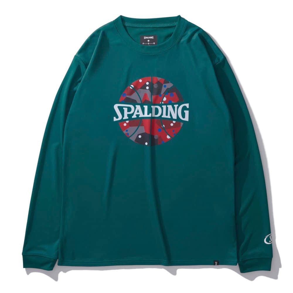 スポルディング（SPALDING）（メンズ、レディース）バスケットボールウェア 長袖 Tシャツ ポルカドット カモ ボールプリント SMT24110SP