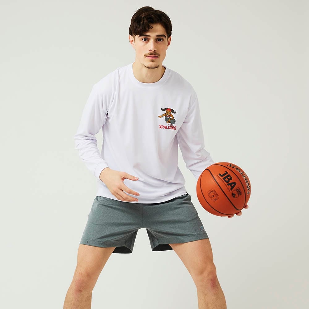 スポルディング（SPALDING）（メンズ、レディース）バスケットボールウェア 長袖 Tシャツ ビーグル レッツ プレイ フープス SMT24113WH