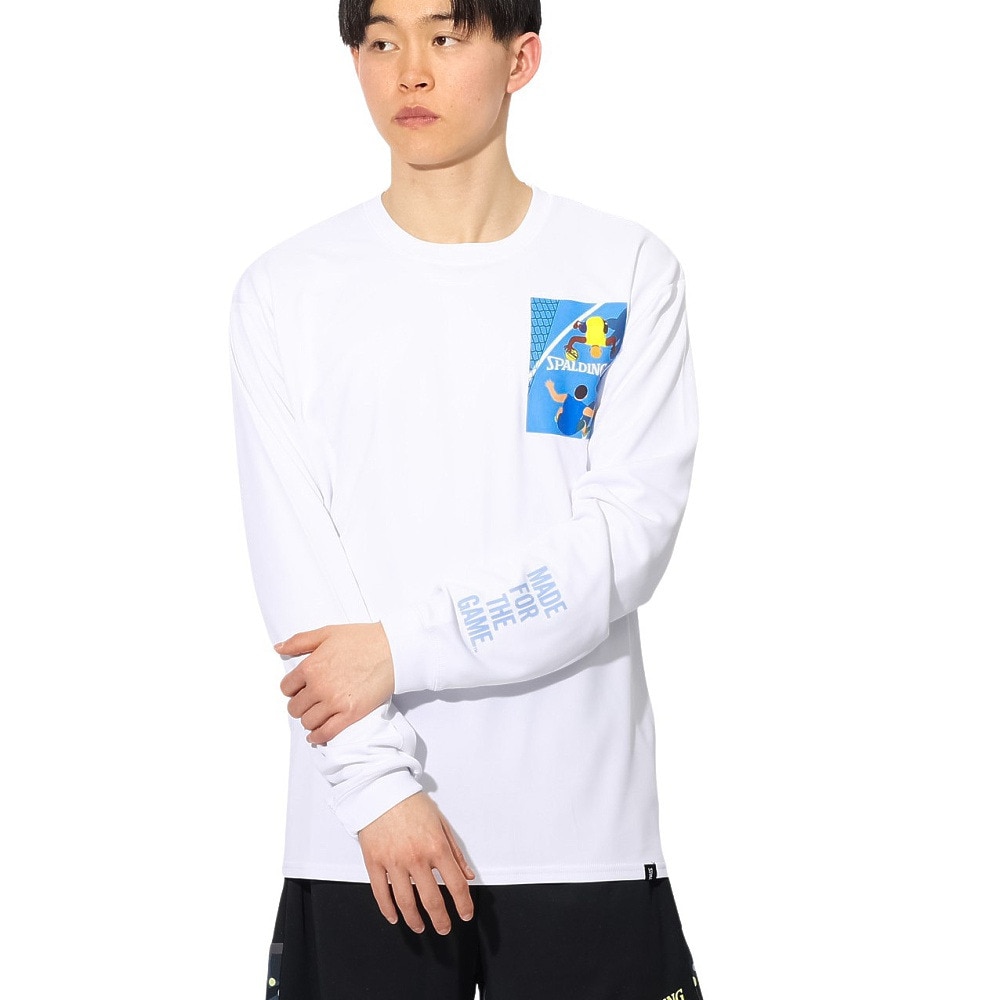 スポルディング（SPALDING）（メンズ、レディース）バスケットボールウェア 長袖 Tシャツ ワン オン ワン SMT24114WH