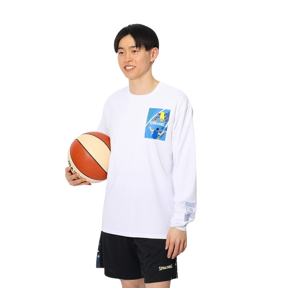 スポルディング（SPALDING）（メンズ、レディース）バスケットボールウェア 長袖 Tシャツ ワン オン ワン SMT24114WH