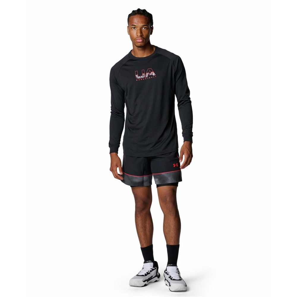 アンダーアーマー（UNDER ARMOUR）（メンズ）バスケットボールウェア UAテック ロゴ ロングスリーブ Tシャツ 6007863 001