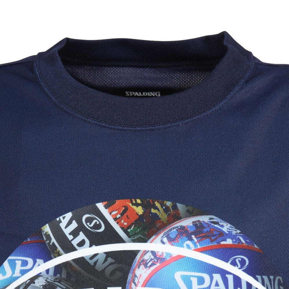スポルディング（SPALDING）（キッズ）バスケットボールウェア UVカット ジュニア Tシャツ ボールプリント SJT23052NV 速乾