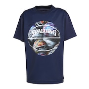 スポルディング（SPALDING）（キッズ）バスケットボールウェア UVカット ジュニア Tシャツ ボールプリント SJT23052NV