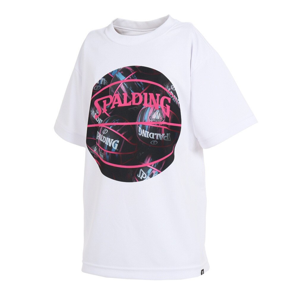 スポルディング（SPALDING）（キッズ）バスケットボールウェア UVカット ジュニア Tシャツ ボールプリント SJT23052WH