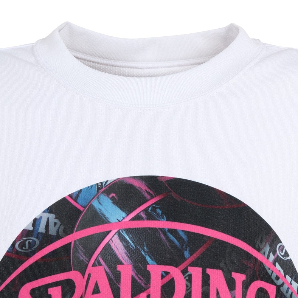 スポルディング（SPALDING）（キッズ）バスケットボールウェア UVカット ジュニア Tシャツ ボールプリント SJT23052WH