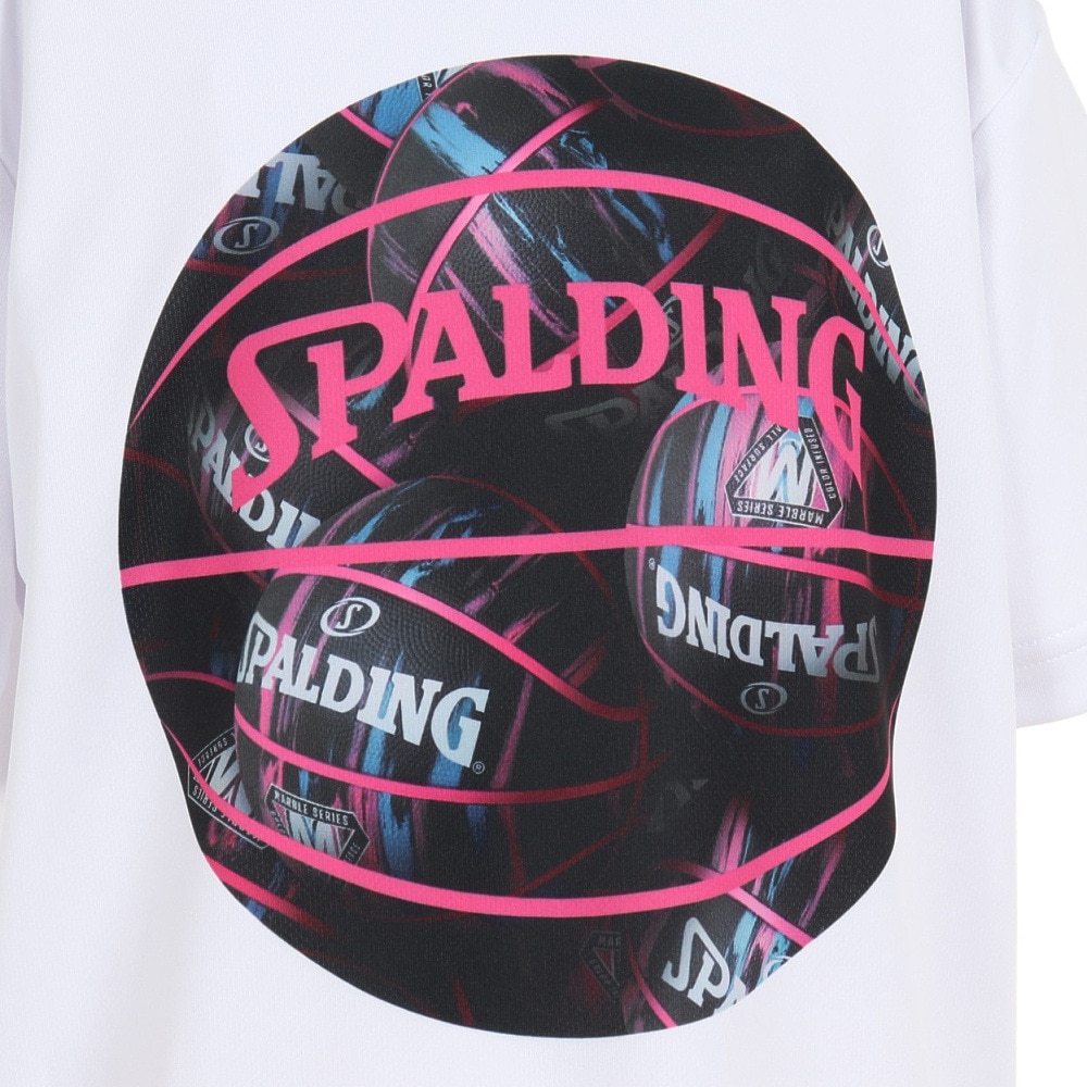 スポルディング（SPALDING）（キッズ）バスケットボールウェア UVカット ジュニア Tシャツ ボールプリント SJT23052WH
