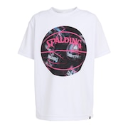 スポルディング（SPALDING）（キッズ）バスケットボールウェア UVカット ジュニア Tシャツ ボールプリント SJT23052WH