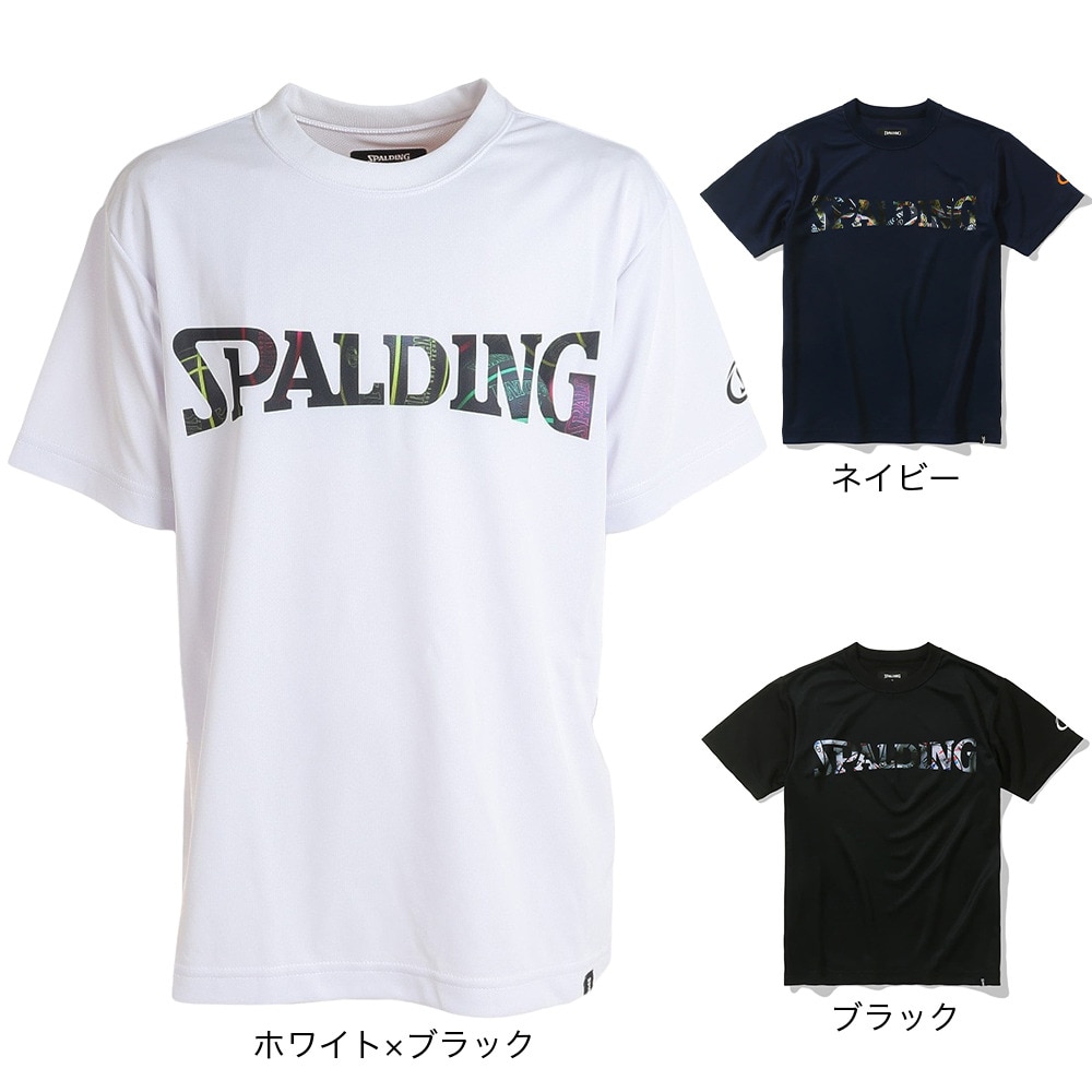 スポルディング（SPALDING）（キッズ）ジュニア バスケットボールウェア 半袖Tシャツ ボールプリント ロゴ SJT23154BK