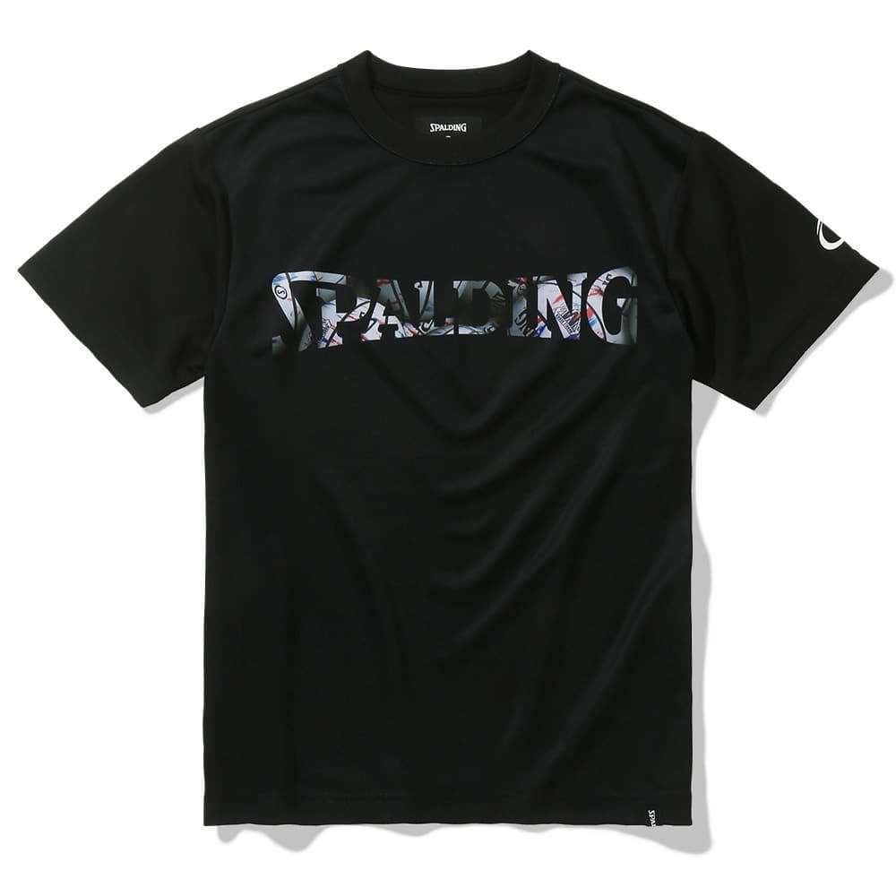 スポルディング（SPALDING）（キッズ）ジュニア バスケットボールウェア 半袖Tシャツ ボールプリント ロゴ SJT23154BK 速乾 UVカット
