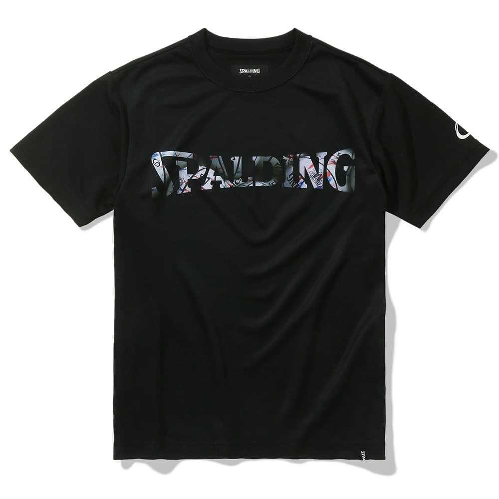 スポルディング（SPALDING）（キッズ）ジュニア バスケットボールウェア 半袖Tシャツ ボールプリント ロゴ SJT23154BK