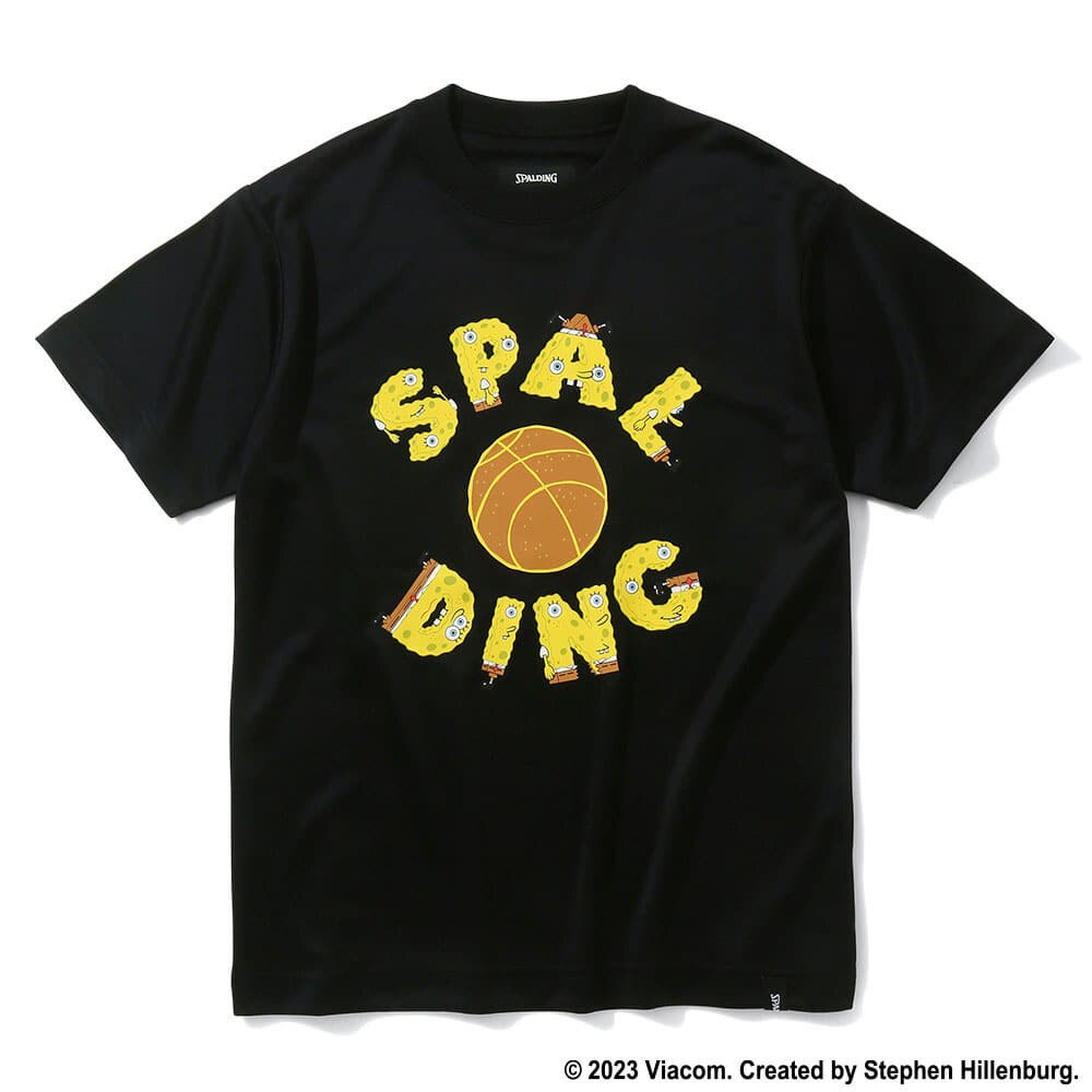 スポルディング（SPALDING）（キッズ）バスケットボールウェア ジュニア Tシャツ スポンジ・ボブ アルファベット SJT23158SBK