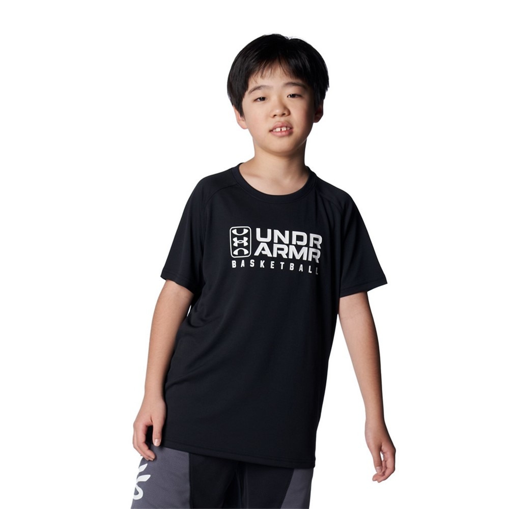 アンダーアーマー（UNDER ARMOUR）（キッズ）バスケットボールウェア ジュニア テック ロゴ ショートスリーブTシャツ 1384729 001